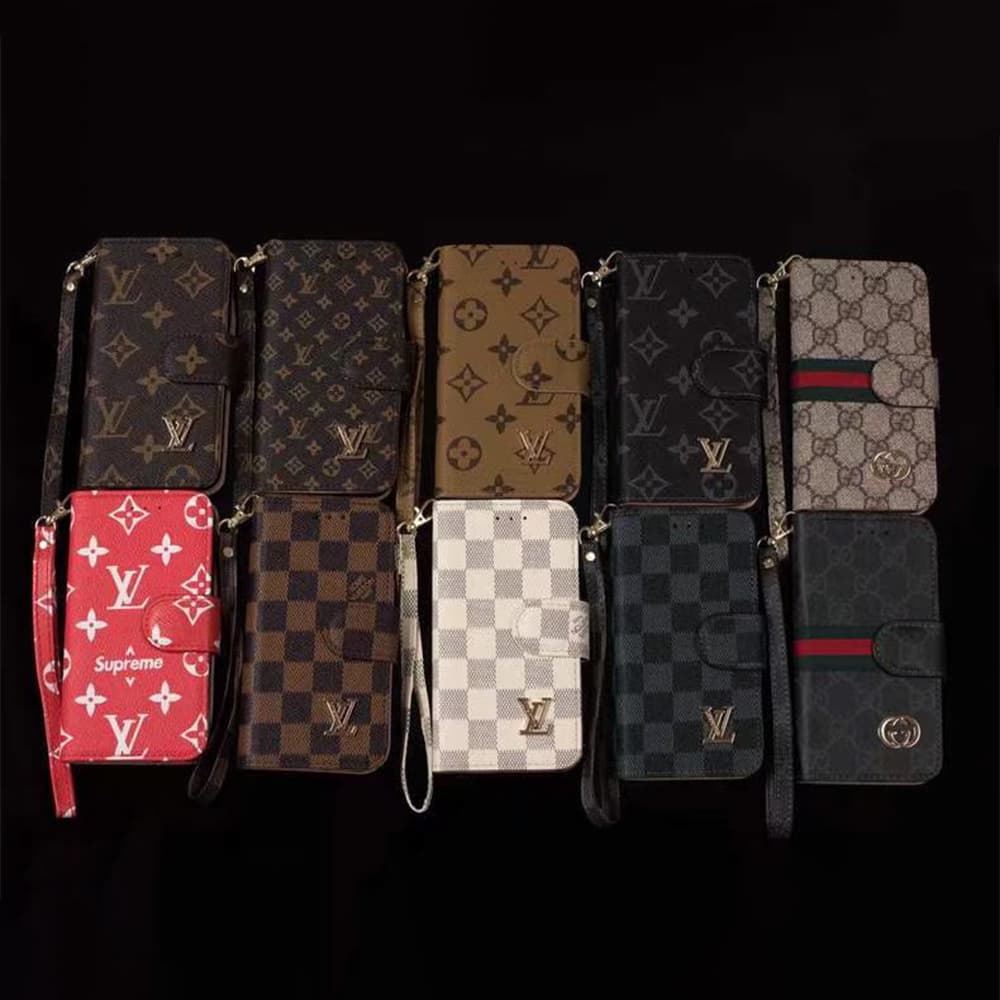 LV Gucci Burberry Classic Flip Cover for iPhone - Monogram/GG/Plaid (Multi-Color)