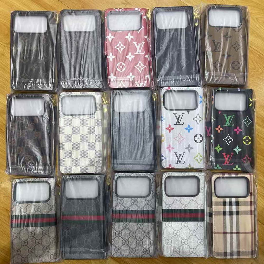 LV Gucci Burberry Classic Flip Cover for iPhone - Monogram/GG/Plaid (Multi-Color)