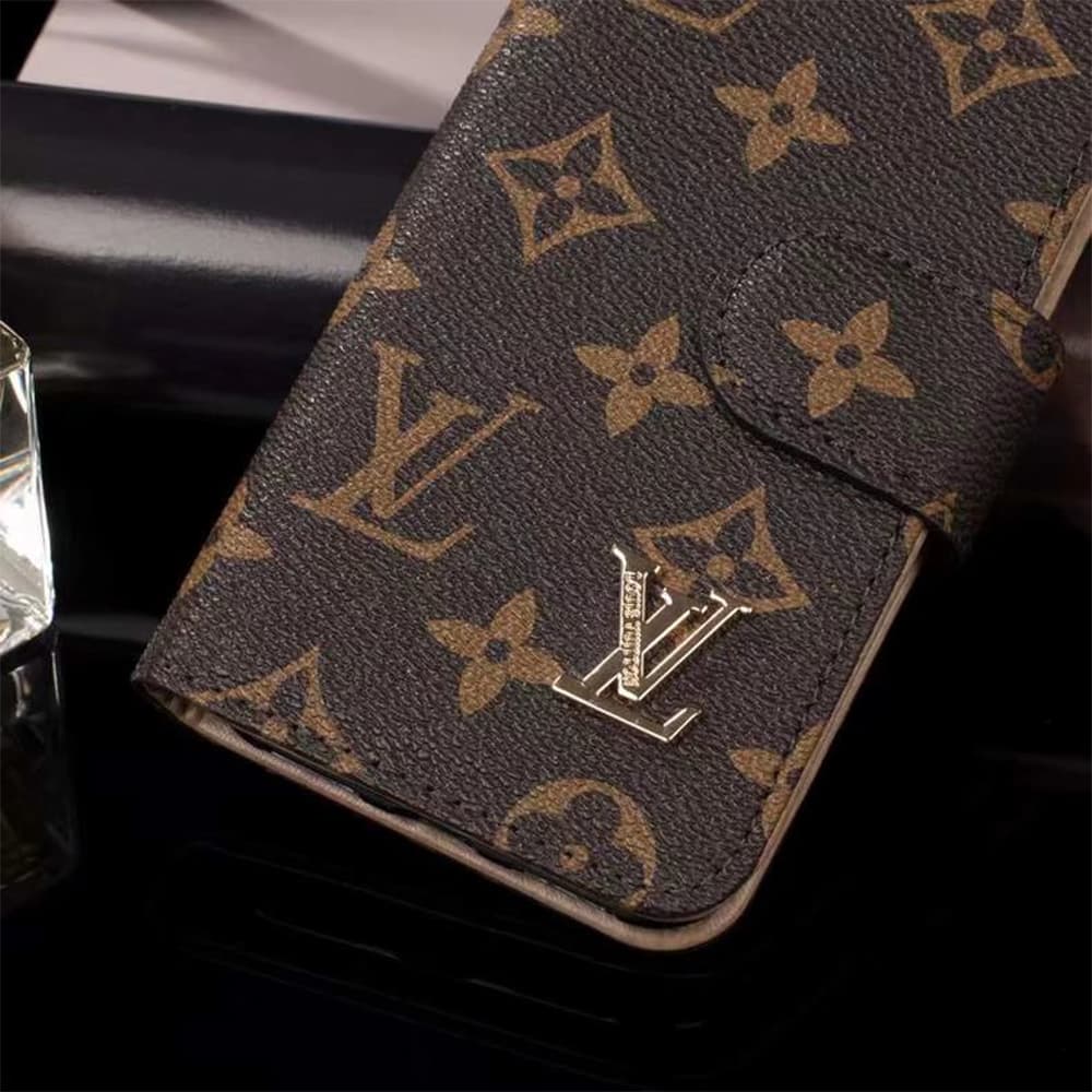 LV Gucci Burberry Classic Flip Cover for iPhone - Monogram/GG/Plaid (Multi-Color)