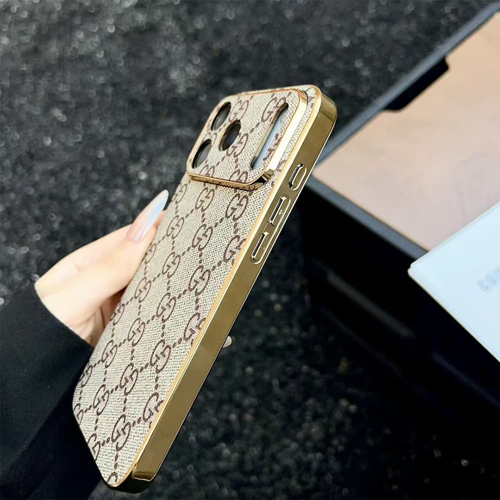 LV & Gucci Gold Frame Phone Case - Monogram/GG Print for iPhone & Galaxy