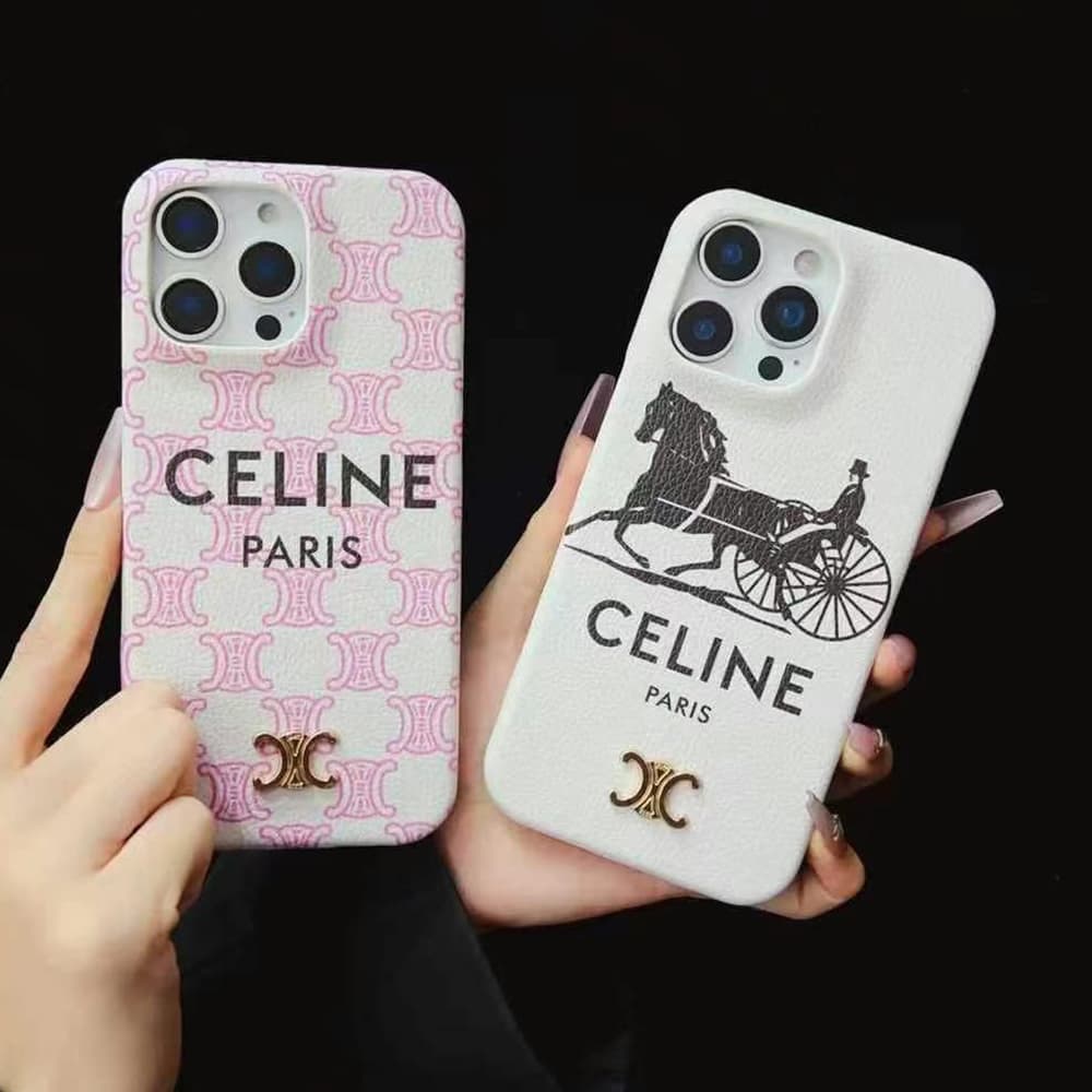 CELINE Triomphe & Carriage Print iPhone Case