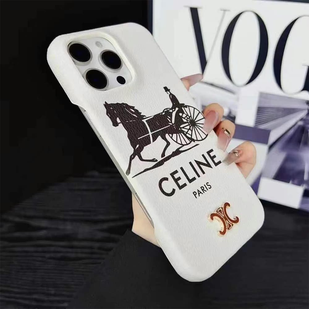 CELINE Triomphe & Carriage Print iPhone Case