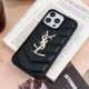 YSL Quilted Pattern iPhone Case with Gold Logo (3 Colors)