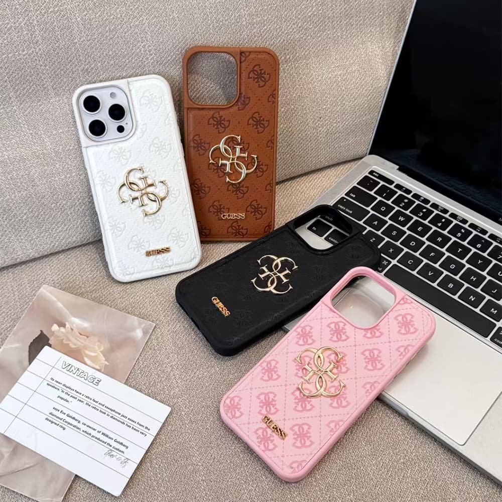 GUESS Embossed Pattern with Gold Logo iPhone Case (4 Colors)