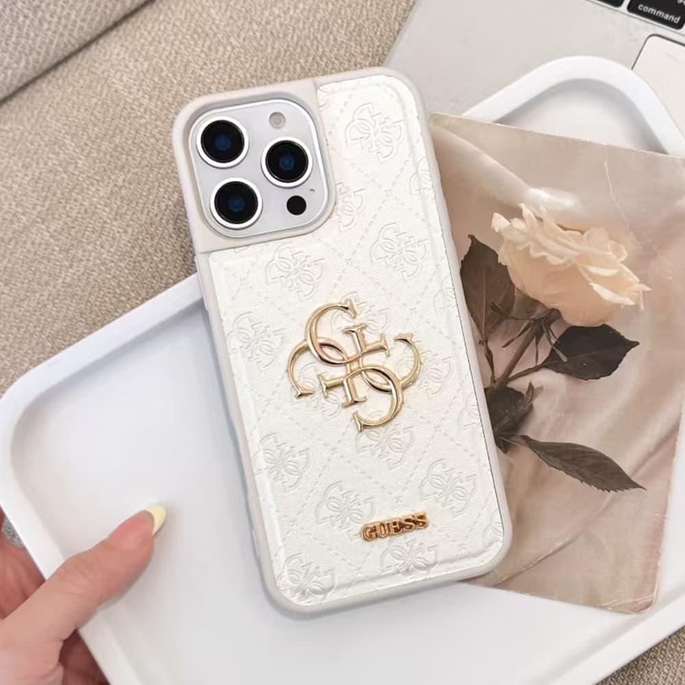 GUESS Embossed Pattern with Gold Logo iPhone Case (4 Colors)