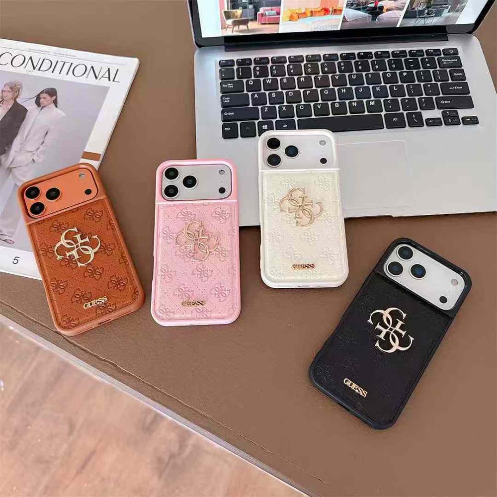 GUESS Embossed Pattern with Gold Logo iPhone Case (4 Colors)