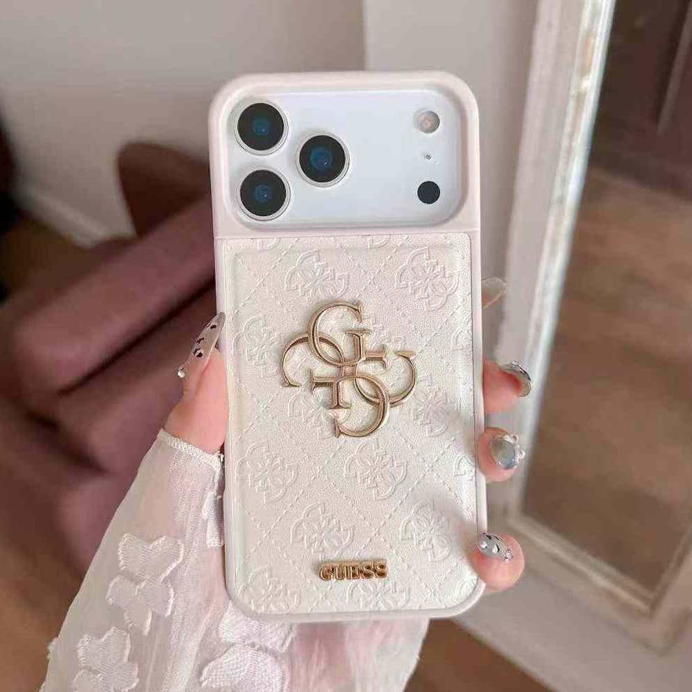 GUESS Embossed Pattern with Gold Logo iPhone Case (4 Colors)