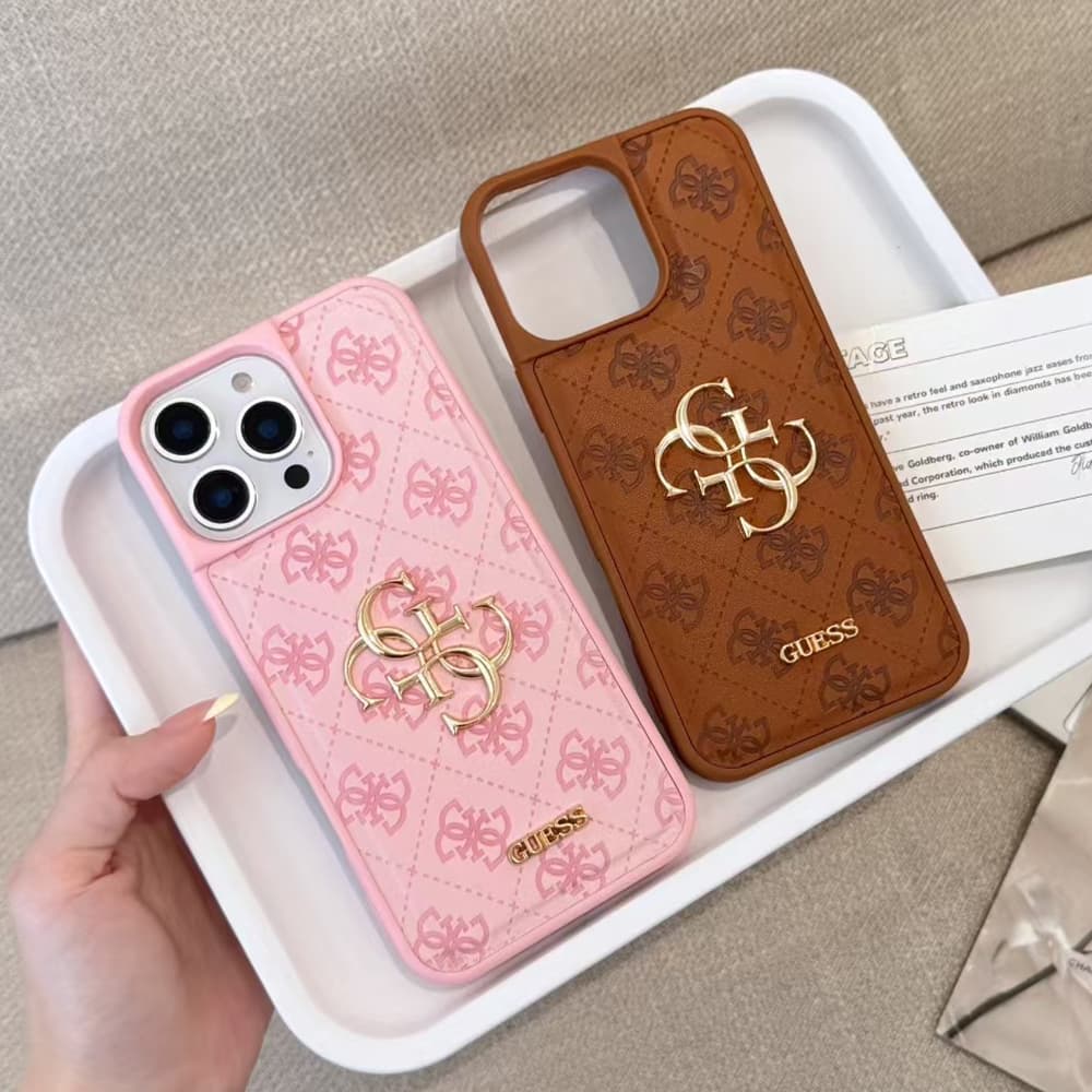 GUESS Embossed Pattern with Gold Logo iPhone Case (4 Colors)