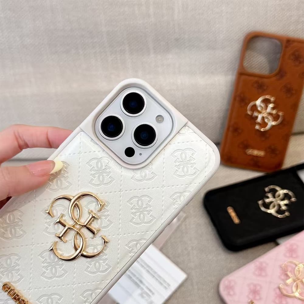 GUESS Embossed Pattern with Gold Logo iPhone Case (4 Colors)