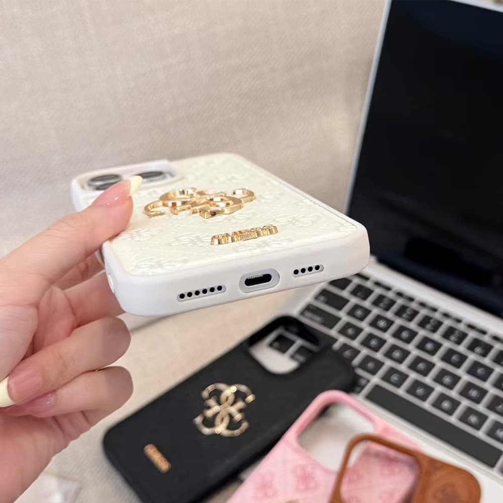 GUESS Embossed Pattern with Gold Logo iPhone Case (4 Colors)