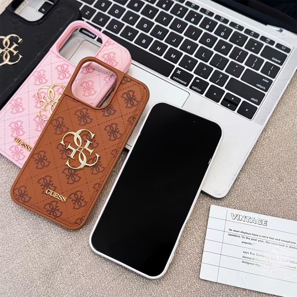 GUESS Embossed Pattern with Gold Logo iPhone Case (4 Colors)