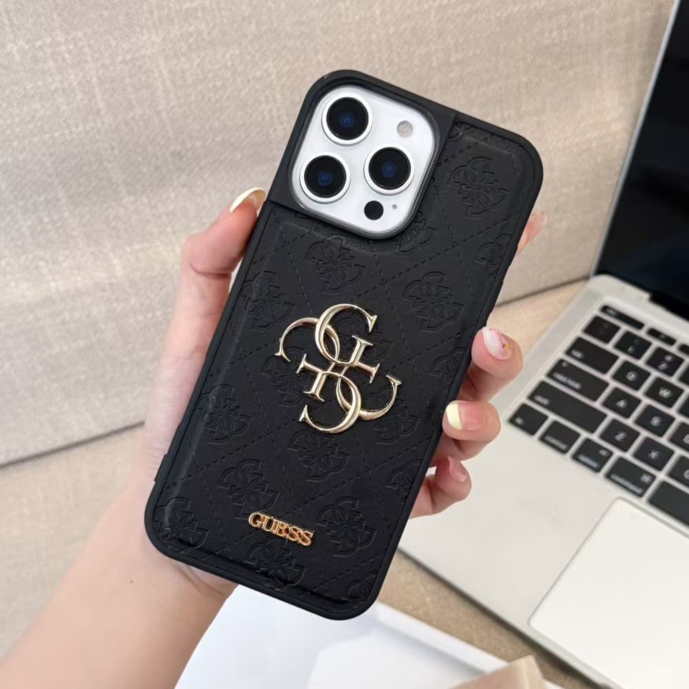 GUESS Embossed Pattern with Gold Logo iPhone Case (4 Colors)
