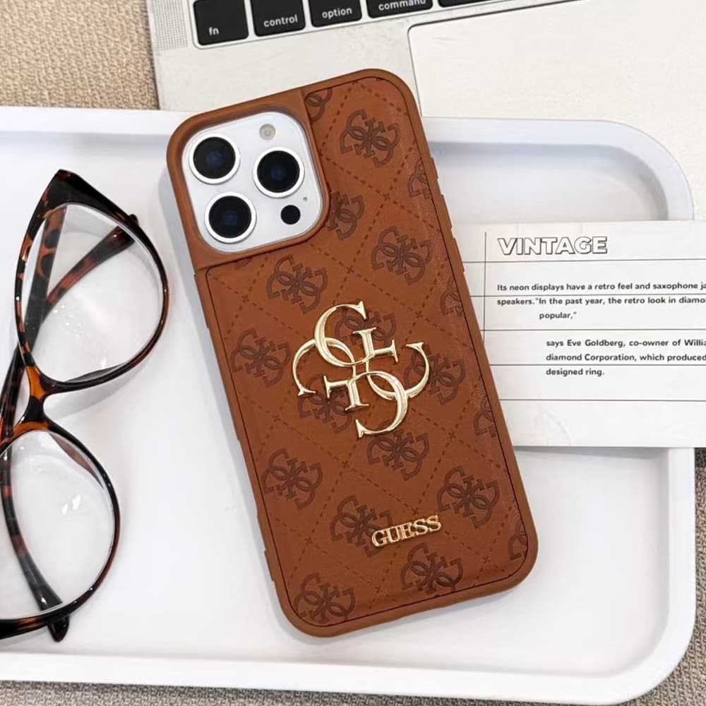 GUESS Embossed Pattern with Gold Logo iPhone Case (4 Colors)