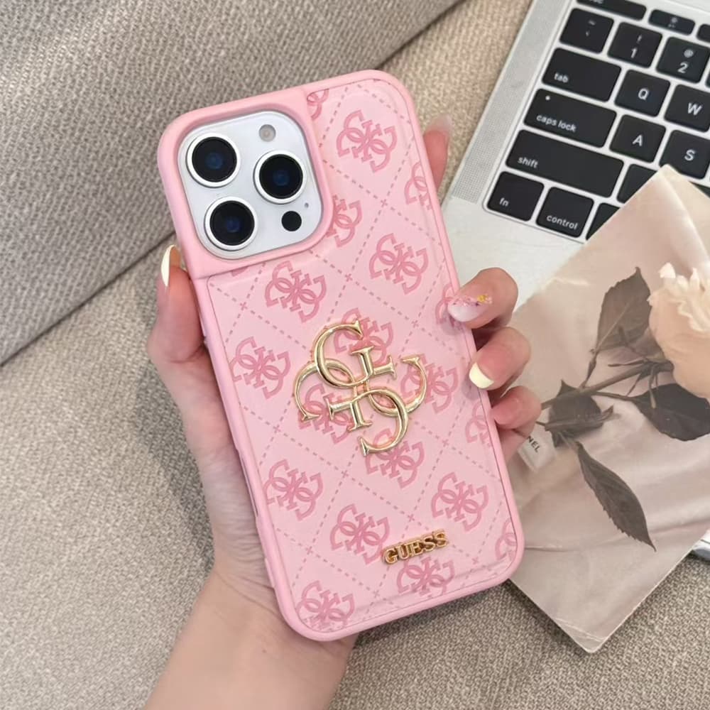 GUESS Embossed Pattern with Gold Logo iPhone Case (4 Colors)
