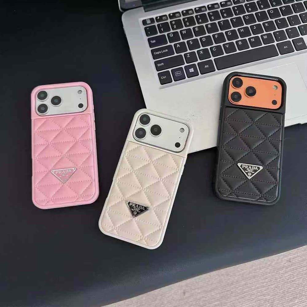 Prada Quilted Pattern with Triangle Logo iPhone Case