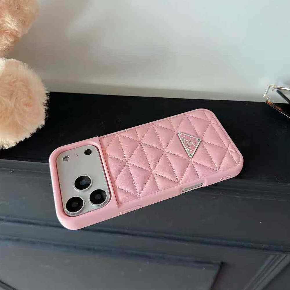 Prada Quilted Pattern with Triangle Logo iPhone Case