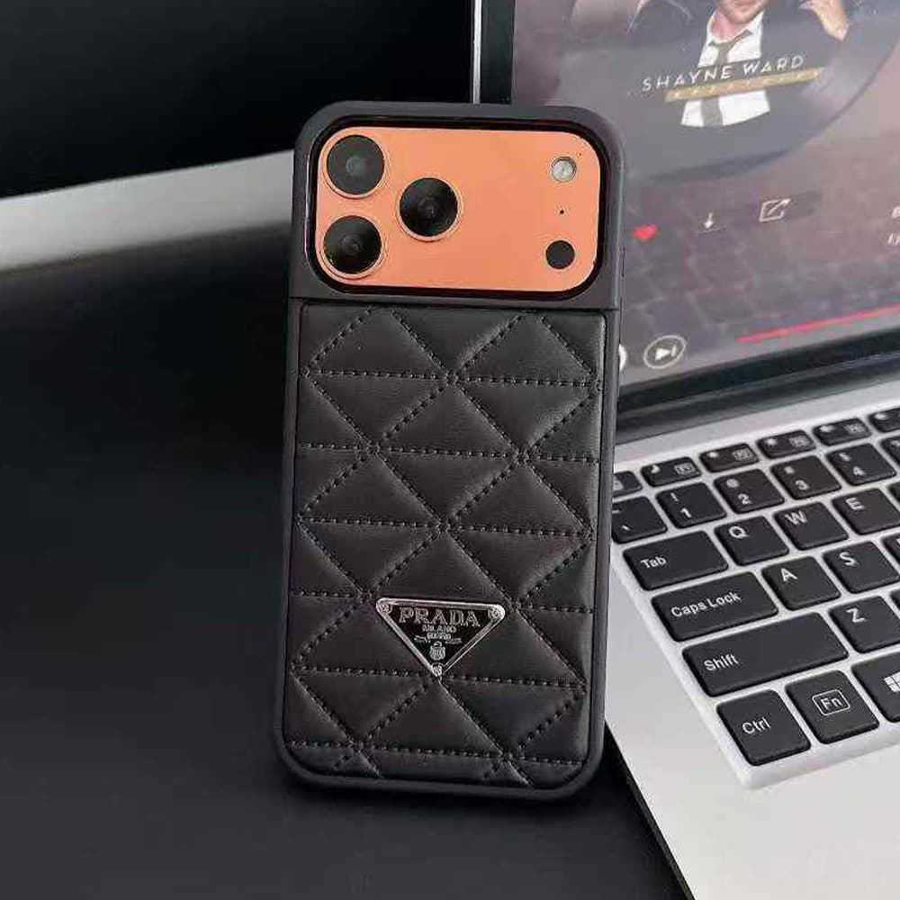 Prada Quilted Pattern with Triangle Logo iPhone Case