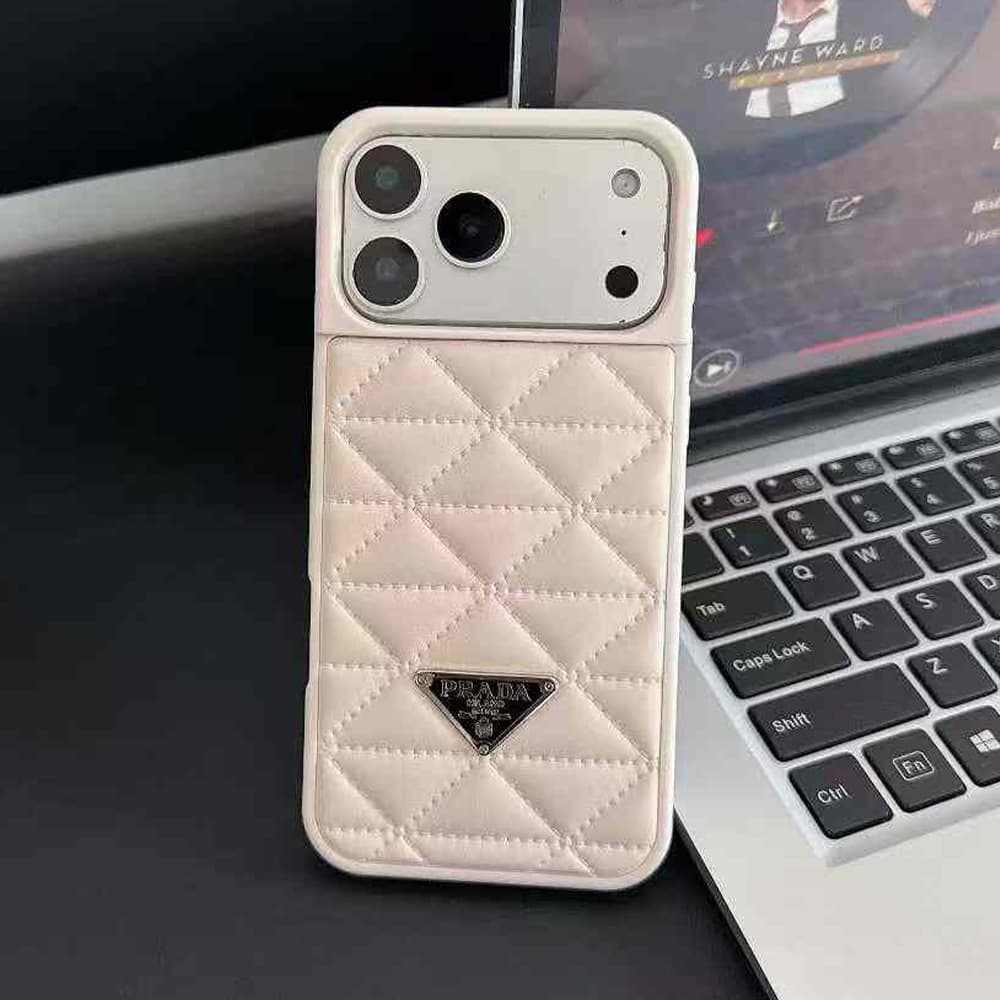 Prada Quilted Pattern with Triangle Logo iPhone Case