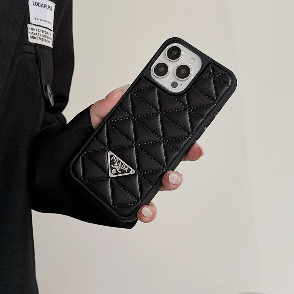 Prada Quilted Pattern with Triangle Logo iPhone Case