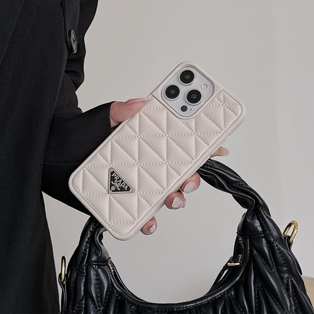 Prada Quilted Pattern with Triangle Logo iPhone Case