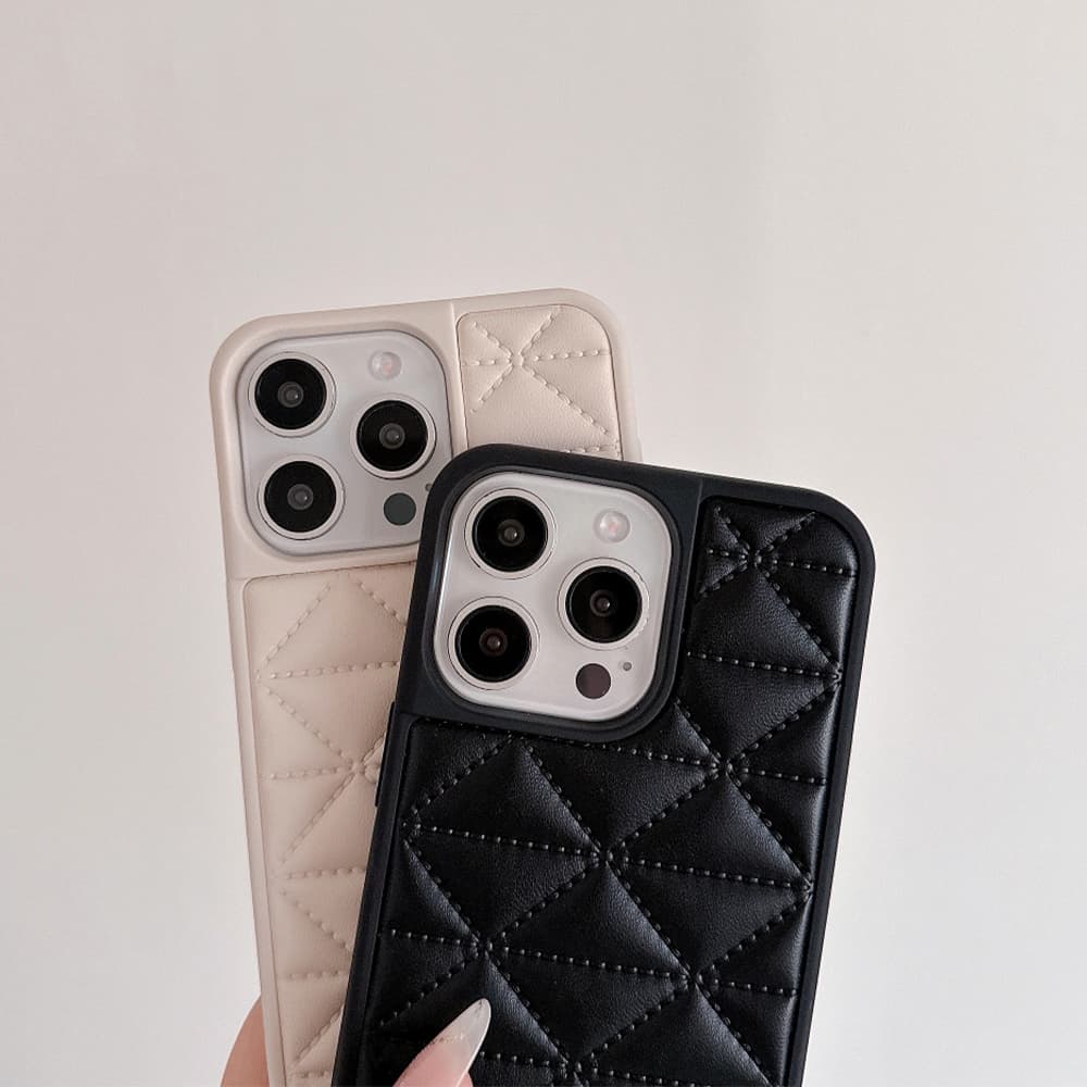 Prada Quilted Pattern with Triangle Logo iPhone Case