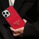 Prada Saffiano Texture & Triangle Logo iPhone Case with Card Slot (7 Colors)