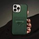 Prada Saffiano Texture & Triangle Logo iPhone Case with Card Slot (7 Colors)