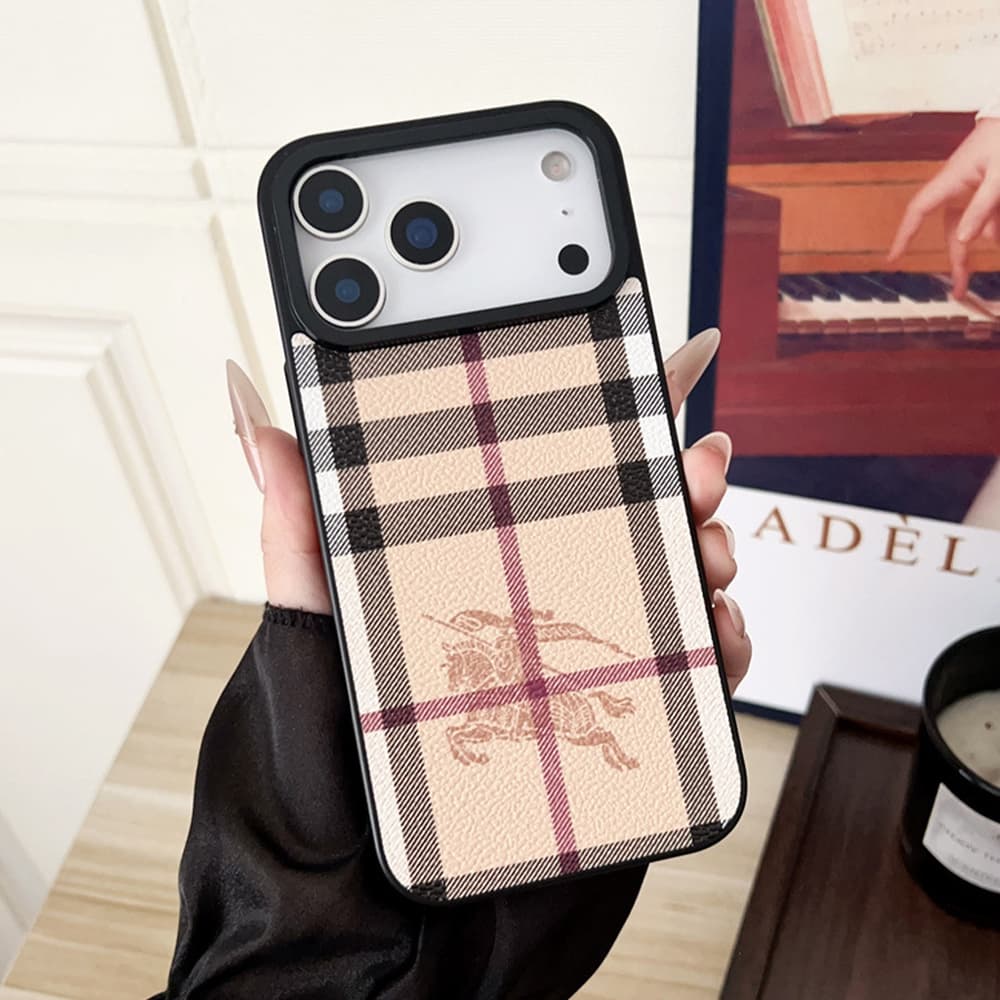 LV Gucci Burberry Large Hole Leather Covered iPhone Case