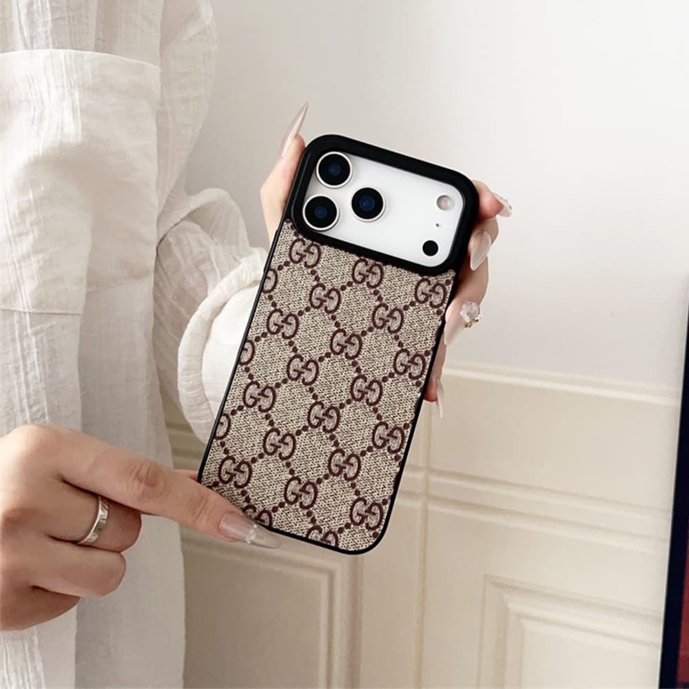 LV Gucci Burberry Large Hole Leather Covered iPhone Case