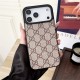 LV Gucci Burberry Large Hole Leather Covered iPhone Case