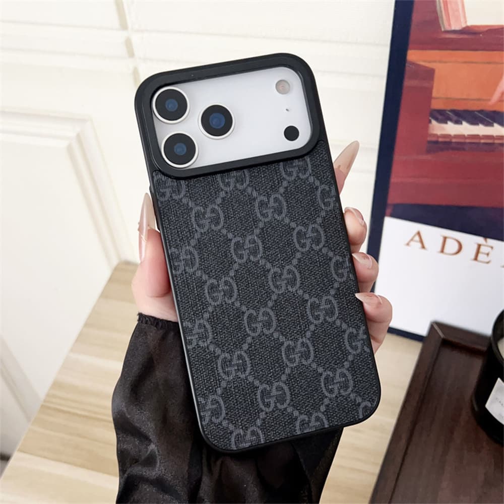 LV Gucci Burberry Large Hole Leather Covered iPhone Case