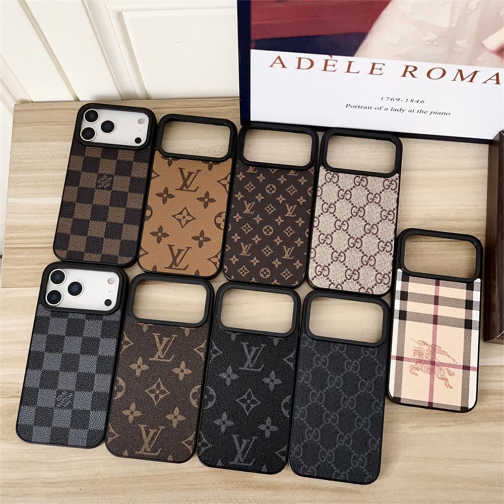 LV Gucci Burberry Large Hole Leather Covered iPhone Case