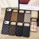 LV Gucci Burberry Large Hole Leather Covered iPhone Case