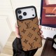 LV Gucci Burberry Large Hole Leather Covered iPhone Case