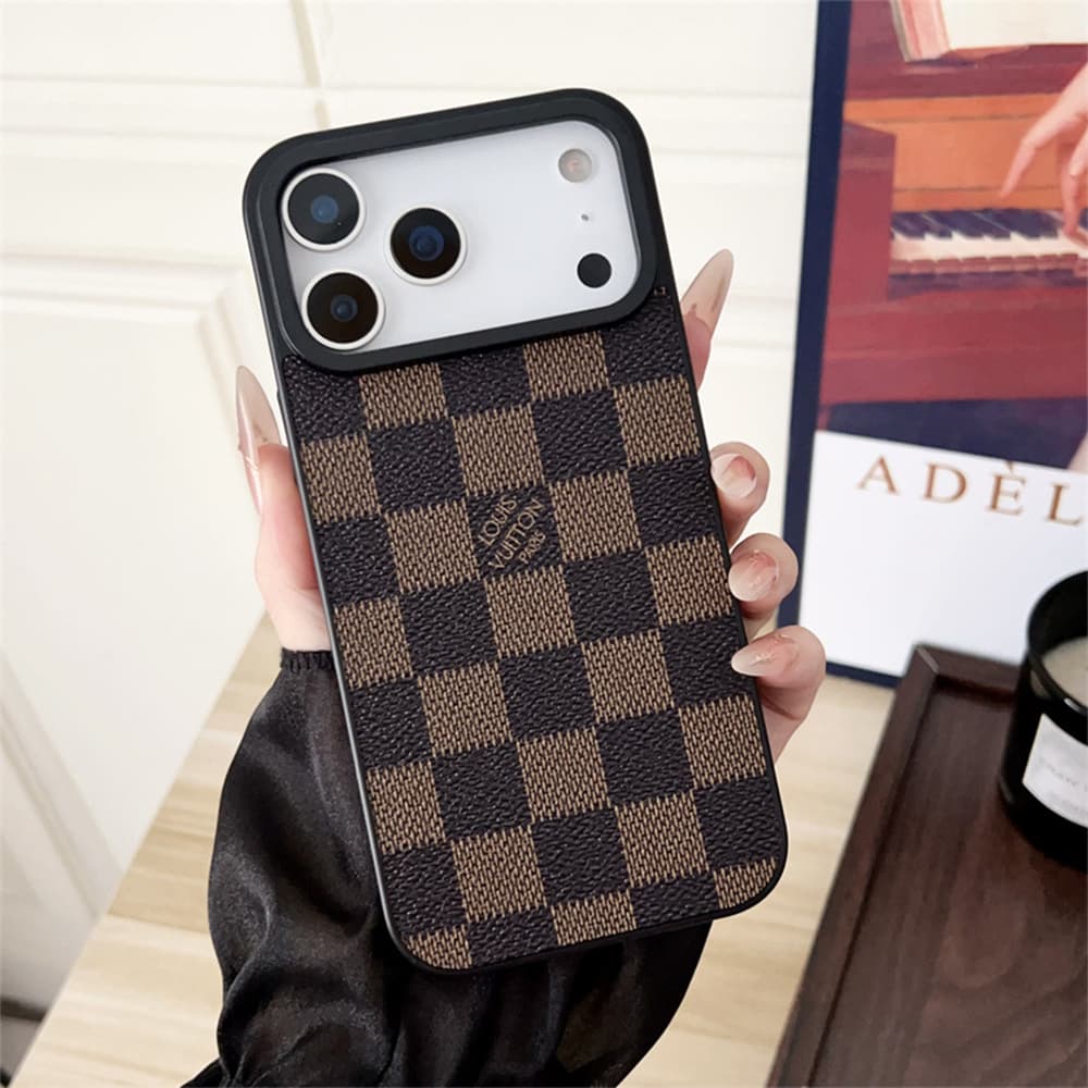 LV Gucci Burberry Large Hole Leather Covered iPhone Case