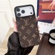 LV Gucci Burberry Large Hole Leather Covered iPhone Case