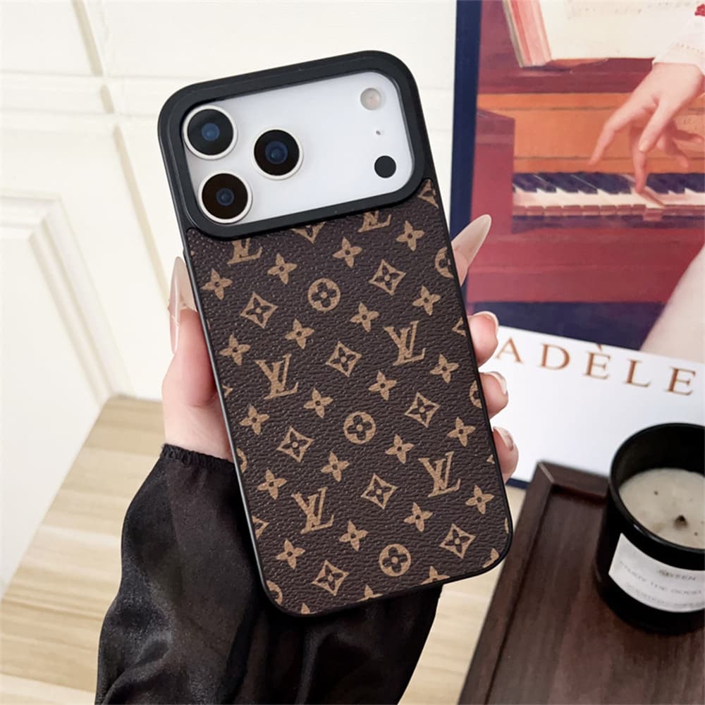 LV Gucci Burberry Large Hole Leather Covered iPhone Case