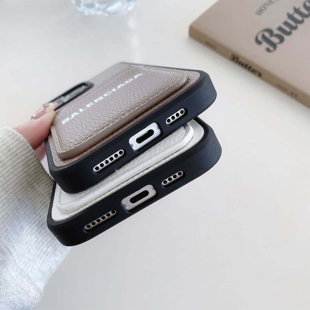 Balenciaga Logo Print with Double-layer Card Slots iPhone Case (4 Colors)