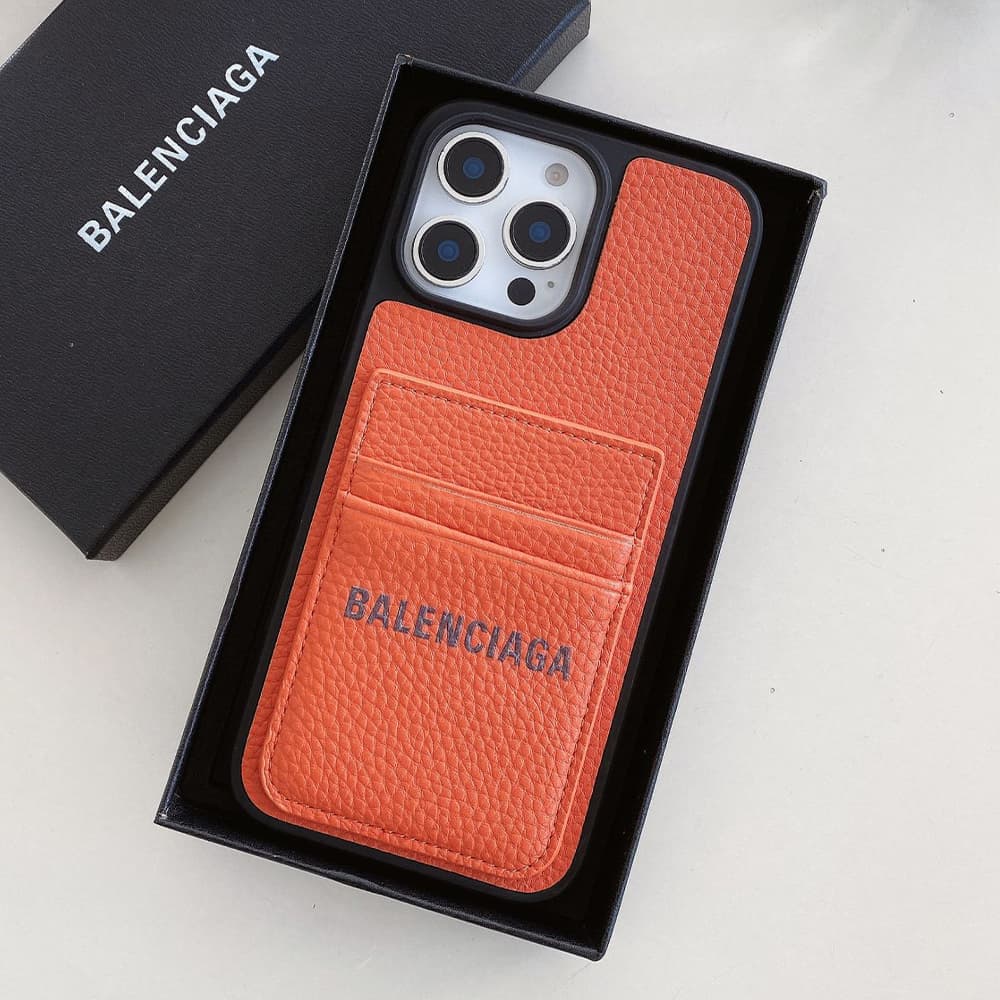 Balenciaga Logo Print with Double-layer Card Slots iPhone Case (4 Colors)