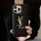 YSL Gold Logo & Leather Texture Embossed iPhone Case (3 Colors)