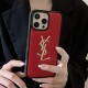 YSL Gold Logo & Leather Texture Embossed iPhone Case (3 Colors)