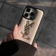 YSL Gold Logo & Leather Texture Embossed iPhone Case (3 Colors)
