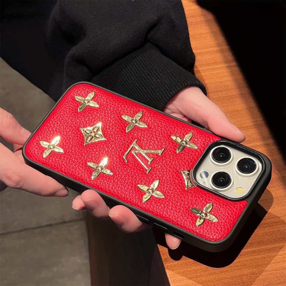 Louis Vuitton Gold LV Logo & Fleur Pattern Embossed iPhone Case (3 Colors)