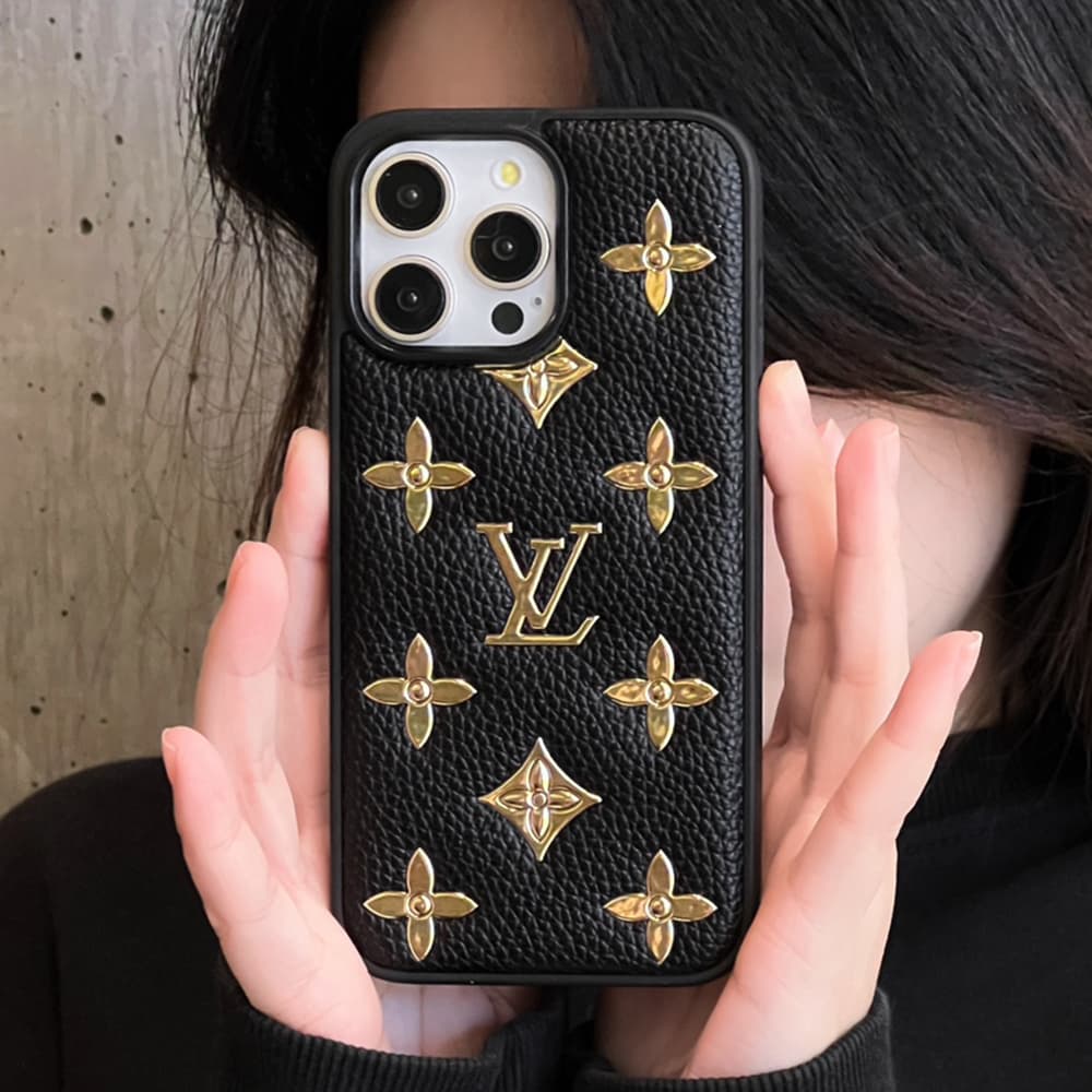 Louis Vuitton Gold LV Logo & Fleur Pattern Embossed iPhone Case (3 Colors)