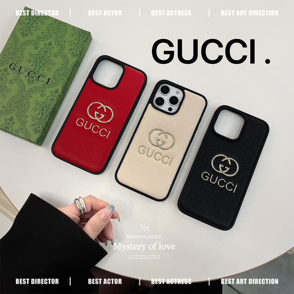 Gucci Gold GG Logo & Text Embossed iPhone Case (3 Colors)