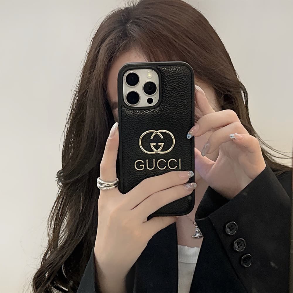 Gucci Gold GG Logo & Text Embossed iPhone Case (3 Colors)