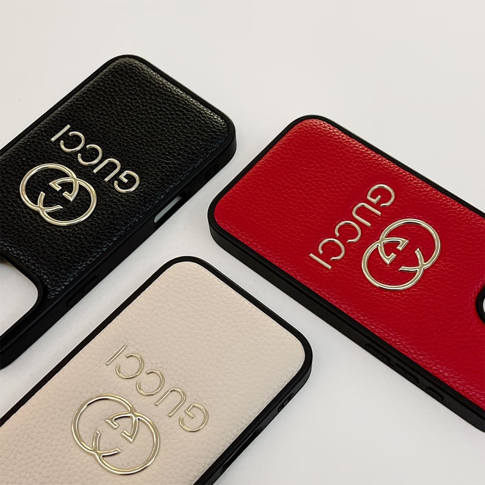 Gucci Gold GG Logo & Text Embossed iPhone Case (3 Colors)