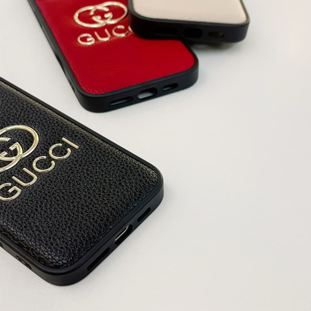 Gucci Gold GG Logo & Text Embossed iPhone Case (3 Colors)