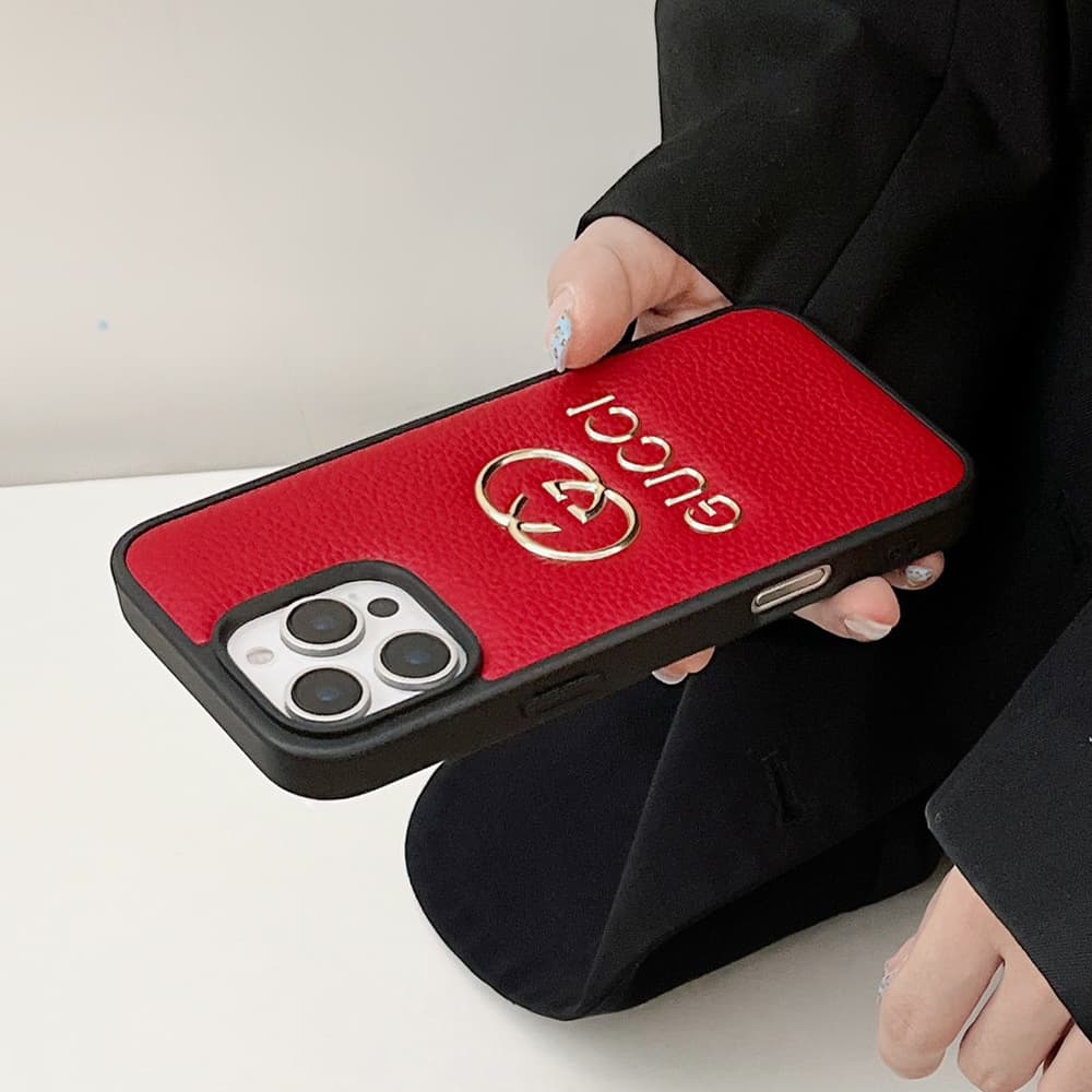 Gucci Gold GG Logo & Text Embossed iPhone Case (3 Colors)