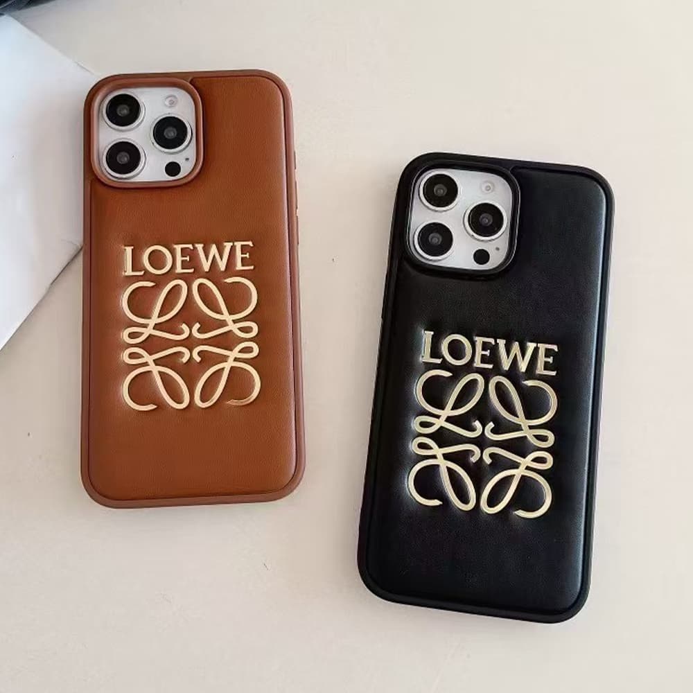 Loewe Gold Logo & Embossed Text iPhone Case (2 Colors)